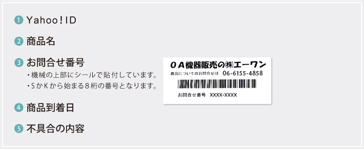 破損品・故障品が届いた時のご連絡内容